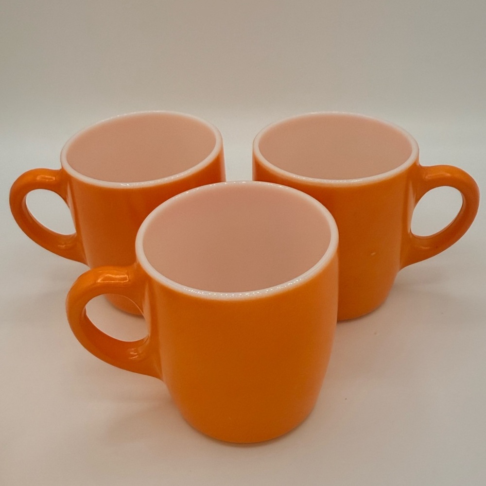 Assorted Yellow, Orange, and Brown Ceramic Vintage Milk Glass Mugs - Set of 9 - Picture 6 of 7